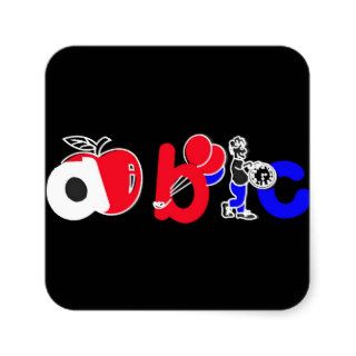 Red,White,Blue & Black,ABC Alphabet Logo Square Sticker