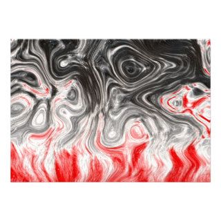 BLACK WHITE RED FLAMES CONFUSION EMO EMOTIONS ABST CUSTOM INVITATIONS
