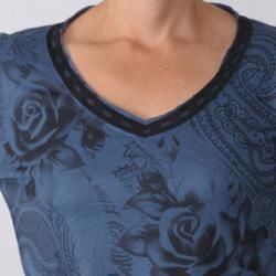 California Bloom Women's Long Sleeve Graphic V Neck with Lace Trim Top California Bloom Long Sleeve Shirts