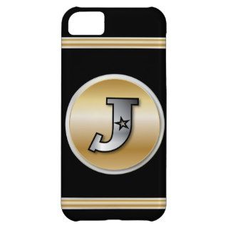 Monogrammed gold and silver effect letter J iPhone 5C Cases