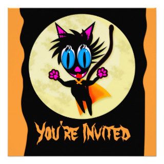 Black CatAway Invitations