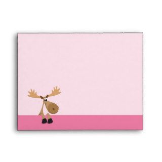 Cute little cartoon moose   pink envelope