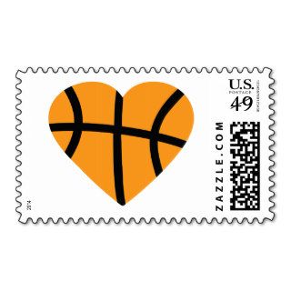 Orange Basketball Ball Heart Love Postage Stamp