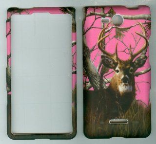 PINK REAK TREE BUCK DEER HUNTER NEW CAMO FACEPLATE PROTECTOR HARD RUBBERIZED CASE FOR LG OPTIMUS EXCEED VS840PP / LUCID 4G VS840 VERIZON PREPAID SNAP ON Cell Phones & Accessories