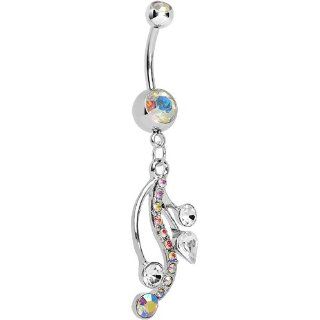 Aurora Gem Swirling Bubbles Dangle Belly Ring Body Candy Jewelry