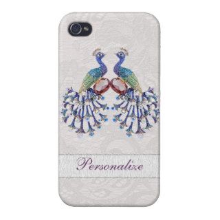 Elegant Peacock Jewels & Paisley Lace Print Covers For iPhone 4