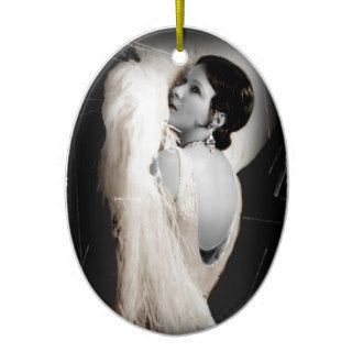 1920's Glam Girl with Feather Boa Christmas Ornament