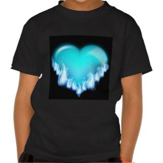 Blue flaming heart.png love icecold icy tough tee shirt