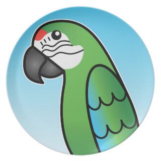 Military Cartoon Macaw Parrot Bird Plate