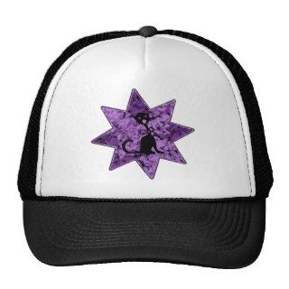 Distressed Screaming Black Cat   Purple Trucker Hat