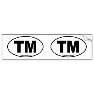 Turkmenistan TM Oval ID Identification Initials Bumper Sticker