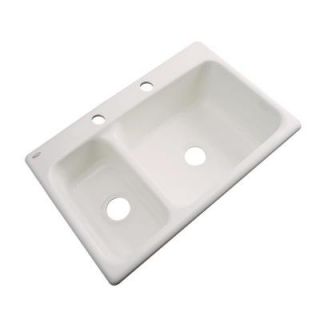 Thermocast Wyndham Drop in Acrylic 33x22x9.25 in. 2 Hole Double Bowl Kitchen Sink in Bone 42201