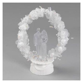 4.5" x 10" ~ Lighted Wedding Ornament With Roses ~ Designer Wedding Cake Topper ~ Lights Up ~ LOOK  Decorative Cake Toppers  
