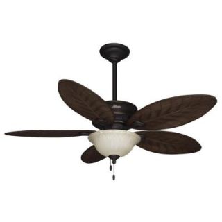 Hunter Grand Cayman 54 in. Onyx Bengal Damp Rated Ceiling Fan with Light Kit 54050