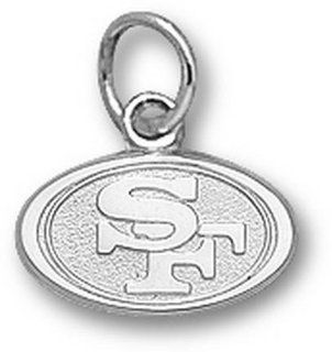 NFL San Francisco 49ers Oval Logo Pendant 1/4 Inch   Sterling Silver Jewelry