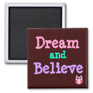 Dream and Believe Owl Refrigerator Magnets
