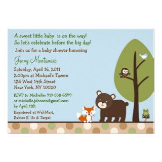 Forest Animal Woodland Baby Shower Invitations
