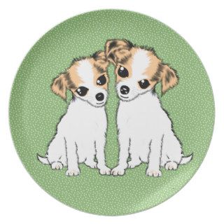Adorable Chihuahua on dotty green print gifts Plate