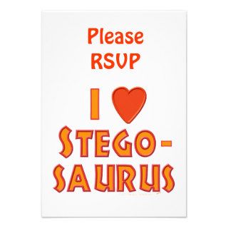 I Love Stegosaurus Dinosaur Lovers Invite