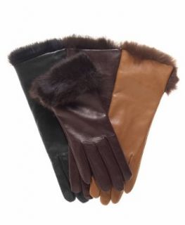 Fratelli Orsini Women's Italian Rabbit Fur Cuff Winter Leather Gloves Size 6 1/2 Color Black