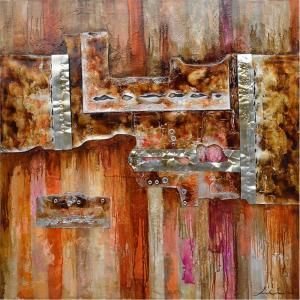 Yosemite Home Decor 47 in. x 47 in. Burnished I Hand Painted Contemporary Artwork FCK8265ES 1