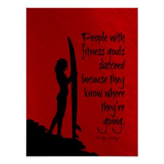 Surfers with Goals Succeed Poster in Red