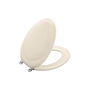 KOHLER Revival Elongated Closed front Toilet Seat with Polished Chrome Hinge in Almond DISCONTINUED K 4615 CP 47