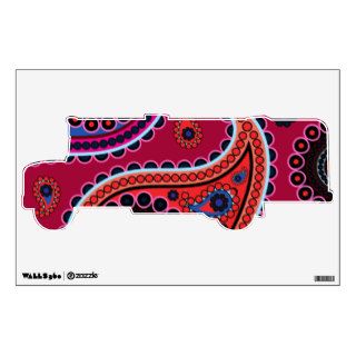Oriental Persian Paisley Flowers Red, Blue, Pink Wall Stickers