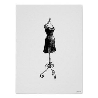 "Black dress on stand lettering Poster Print"