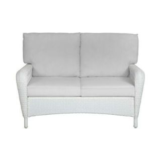 Martha Stewart Living Charlottetown White All Weather Wicker Patio Loveseat with Bare Cushion 55 619556/3