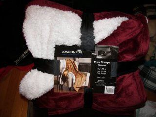London Fog Micro Mink throw blanket reversible to Plush Sherpa throw blanket 50in x 70in, 100% Polyester, Red  
