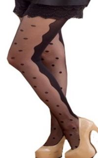 Sexy Sheer & Opaque Lace Black Polka Dots Pantyhose Hosiery Tights Clothing