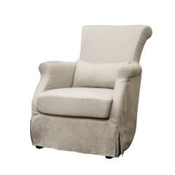 Carradine Beige Linen Slipcover Modern Club Chair Baxton Studio Chairs