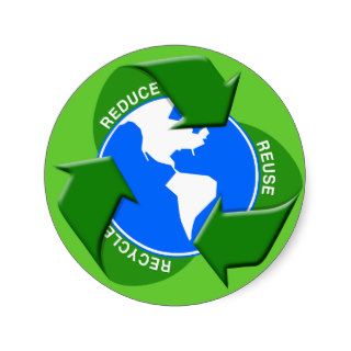 Reduce Reuse Recycle Round Stickers