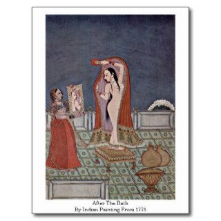 After The Bath By Indian Painting 1775 Postcard