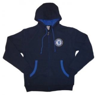 Chelsea FC Zippered Hooded Sweatshirt, Midnight Navy   Small Clothing