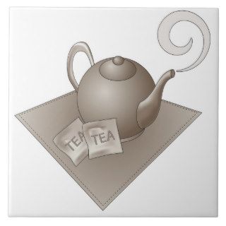 Brown teapot with teabags ceramic tiles