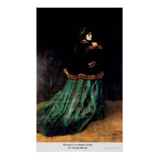 Woman In A Green Dress by Claude Monet Poster