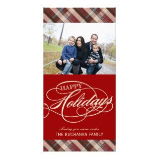 Plaid Happy Holidays Photo Cards