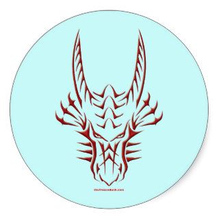 Tribal Red Dragon Head Round Stickers