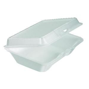 DART Hinged Insulated Foam Carryout Food Container, 8 2/5 in. x 7 9/10 in. x 3 3/10 in., White, 200 Per Case DCC 85HT1