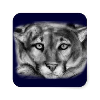 Cougar Drawing Square Sticker