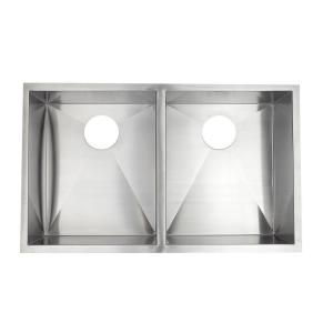 Pegasus Undercounter Stainless Steel 33x20x10 0 Hole Double Bowl Kitchen Sink ZR2033