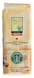 Starbucks Serena Organic Blend Whole Bean Coffee, Two (2) 16 Ounce FlavorLock Bags (2 Pounds Total)  Roasted Coffee Beans  Grocery & Gourmet Food
