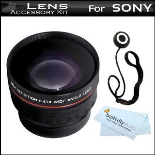 High Definition 37mm 0.45x Professional Wide Angle HD Converter Lens With Macro Includes Pouch For Lens + Lens Cap Keeper + MicroFiber Cloth For Sony HDR CX130, HDR CX160, HDR CX360V, HDR CX560V, HDR CX700V, HDR XR160 High Definition Handycam Camcorder  D