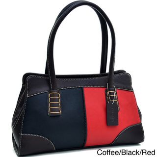 Dasein Color Block Shoulder Bag Handbag With Stitch Design Dasein Shoulder Bags
