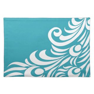 Stunning Peacock Feather Silhouette Print Placemats