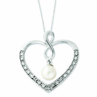 Sentimental Expressions My Friend Heart Infinity Symbol Necklace 18" Sterling Silver 925 Cubic Zirconia CZ Freshwater FW Cultured Pearl Inspirational Jewelry Includes Poem Jewelry