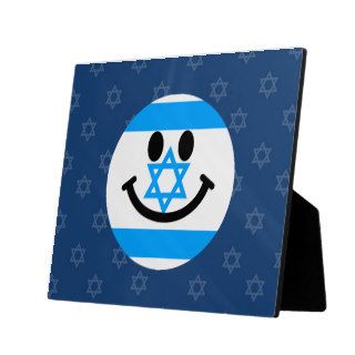 Israeli flag smiley face display plaques