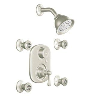 Moen 763BN Brushed Nickel Kingsley Vertical Spa Pressure Balanced with Volume Control and 2 Body Sprays from the Kingsley Collection 763   Showerheads  